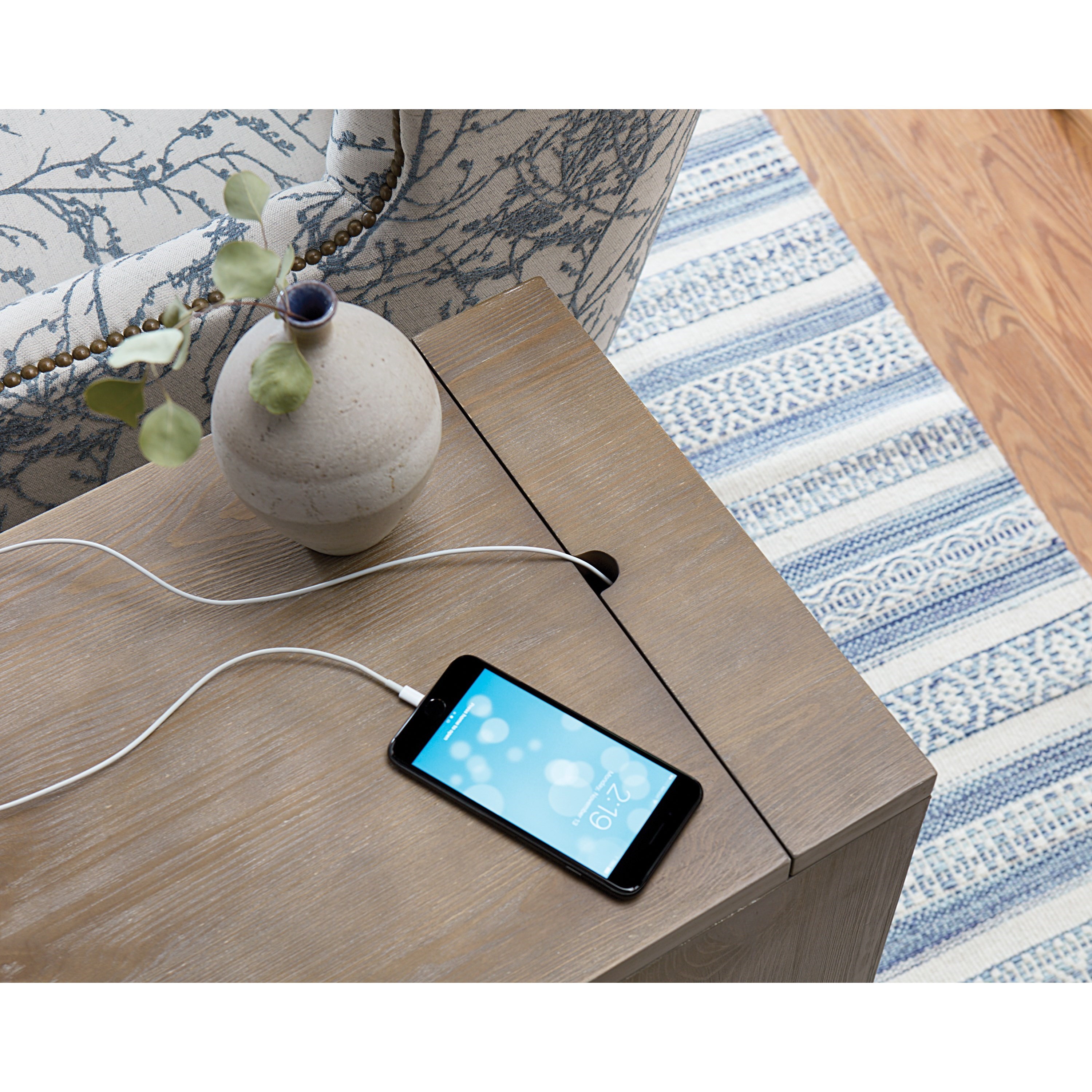 Hammary Chairsides 200025 Rustic Driftwood Bowfront Chairside Table